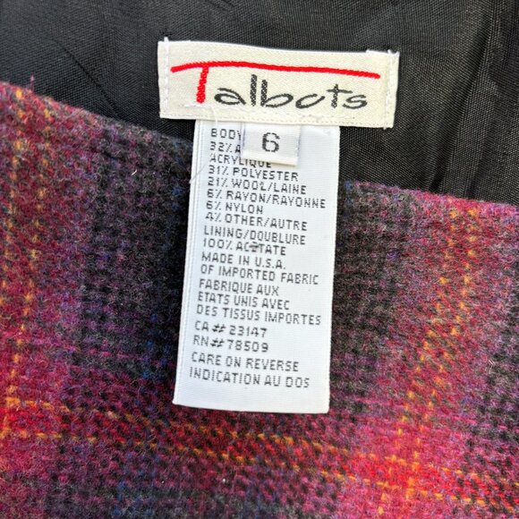 Plaid Blanket Wrap Skirt with Fringe by Talbots Size 6 - Picture 4 of 4